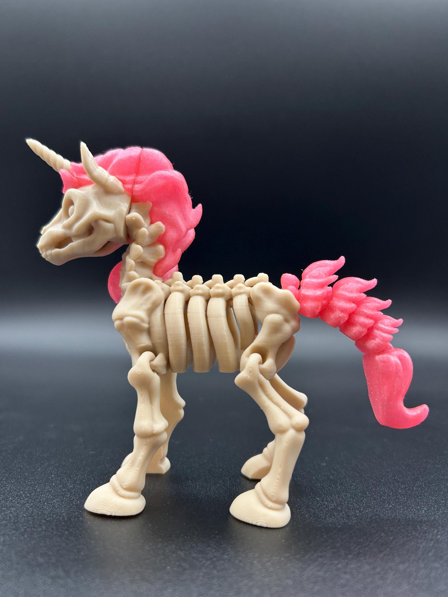 Articulated Unicorn Skeleton Twinkle Pink 3D Printed Fun Movable Kids Fidget Toy