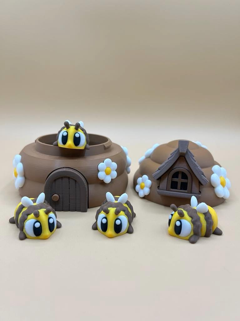 Bee Fidget Toy – 3D Printed Hive with Articulated Bees