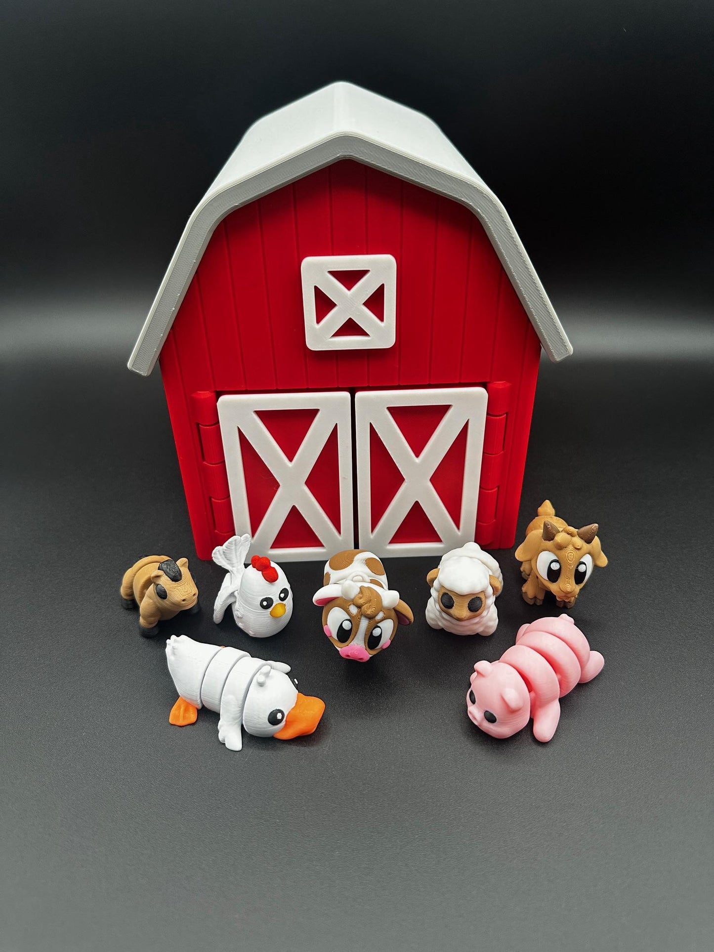 Educational Farm Playset – 3D Printed Barn + 7 Animals for Imaginative Play