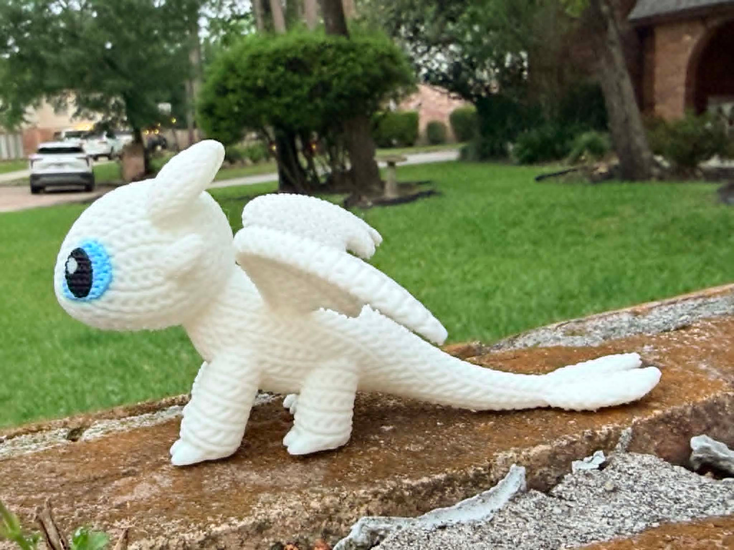Cute Knitted -Style Baby Dragon Figure – 3D Printed Fantasy Dragon (6”)