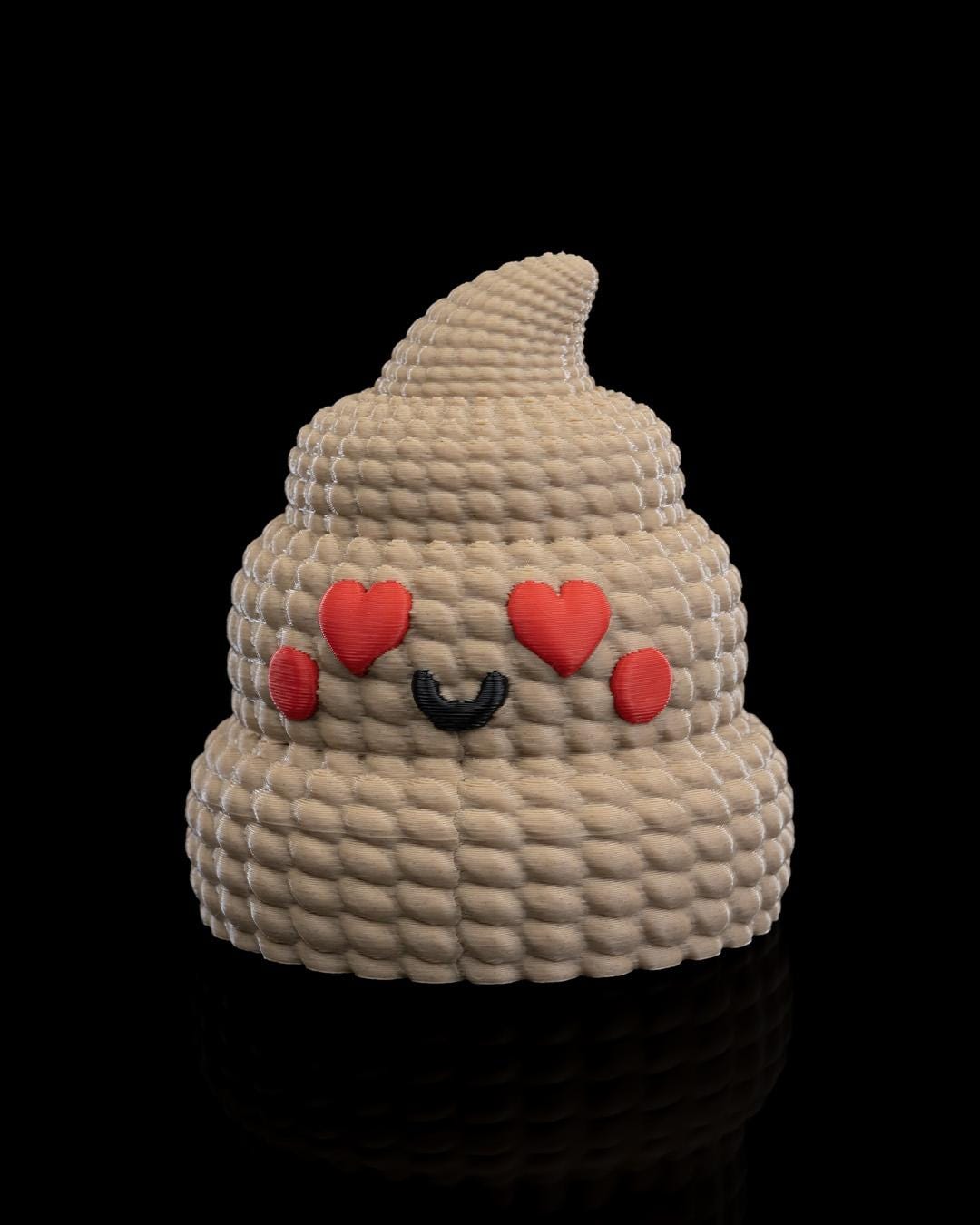 3D Printed Poop Container with Heart Eyes, Novelty Gift