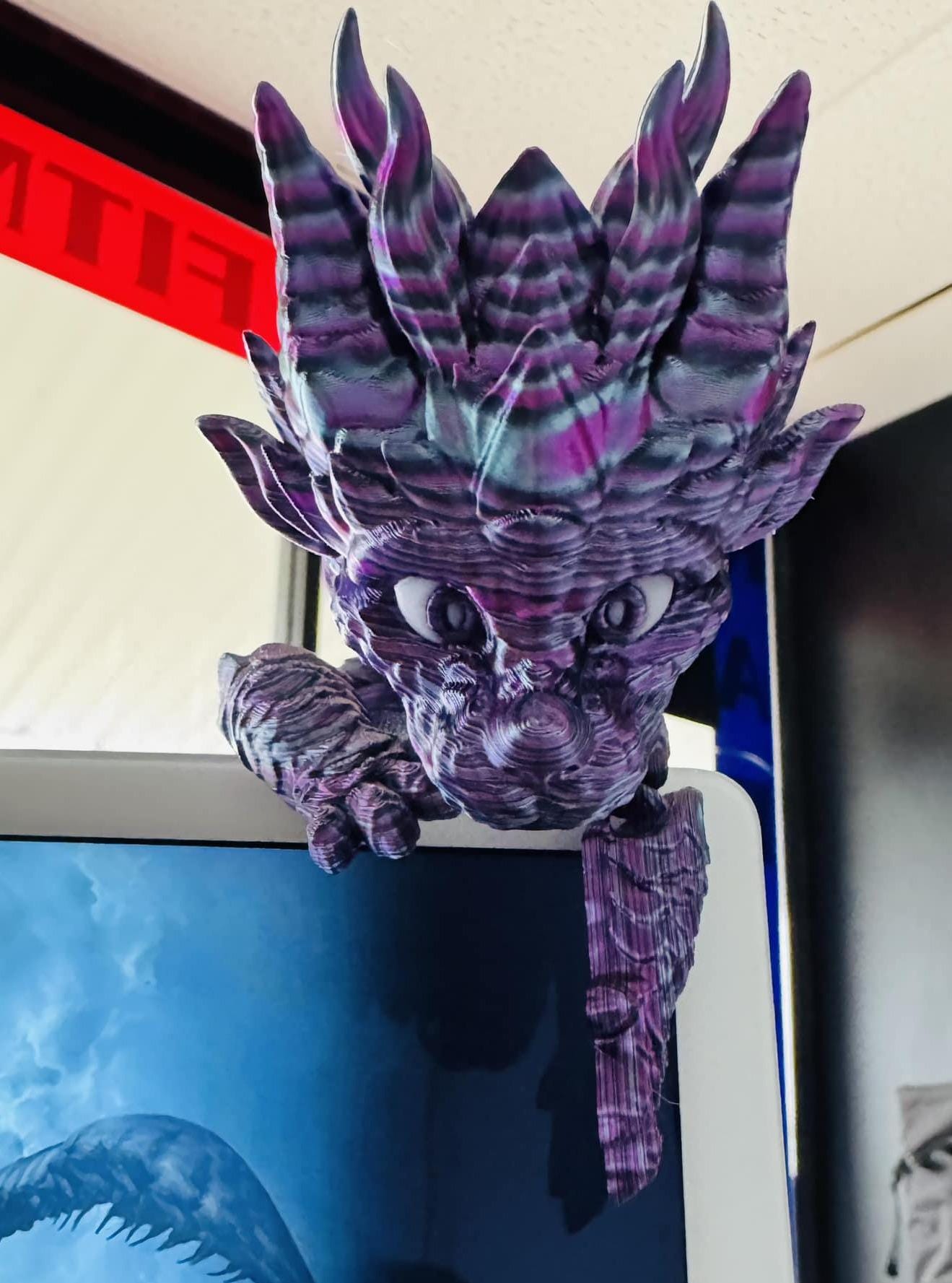 3D Printed Articulating Multicolor Baby Dragon | Poseable Fantasy Figure | 12.5” Long