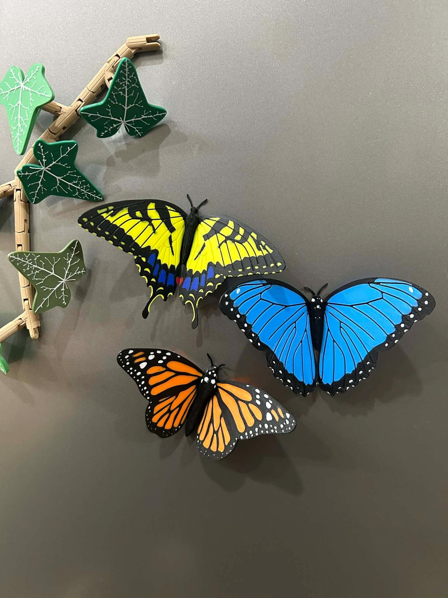 3D Printed Butterfly Magnets – Monarch, Blue Morpho & Tiger Swallowtail – Fridge Magnet Decor – Colorful Nature Kitchen Gift