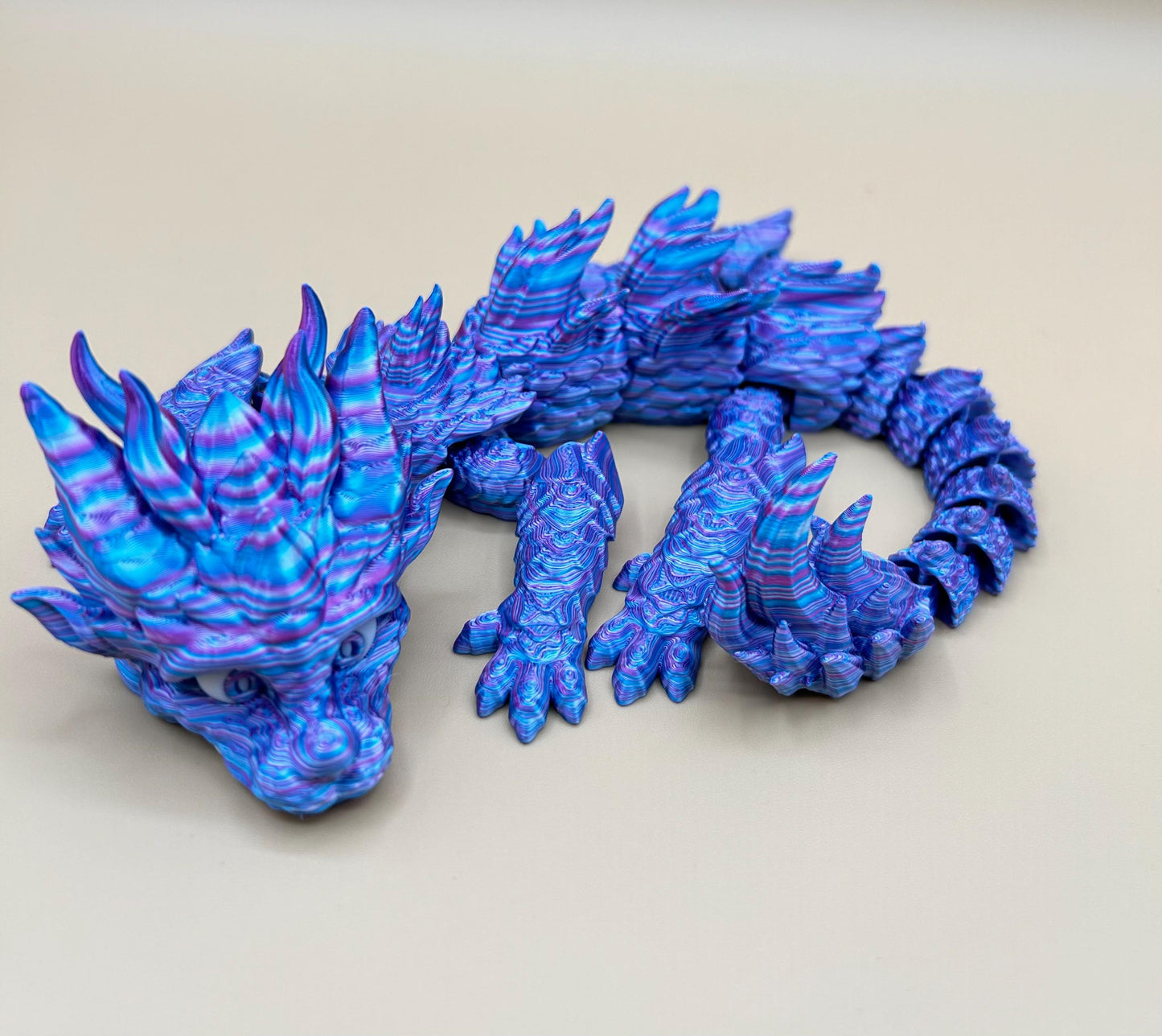 3D Printed Articulating Multicolor Baby Dragon | Poseable Fantasy Figure | 12.5” Long