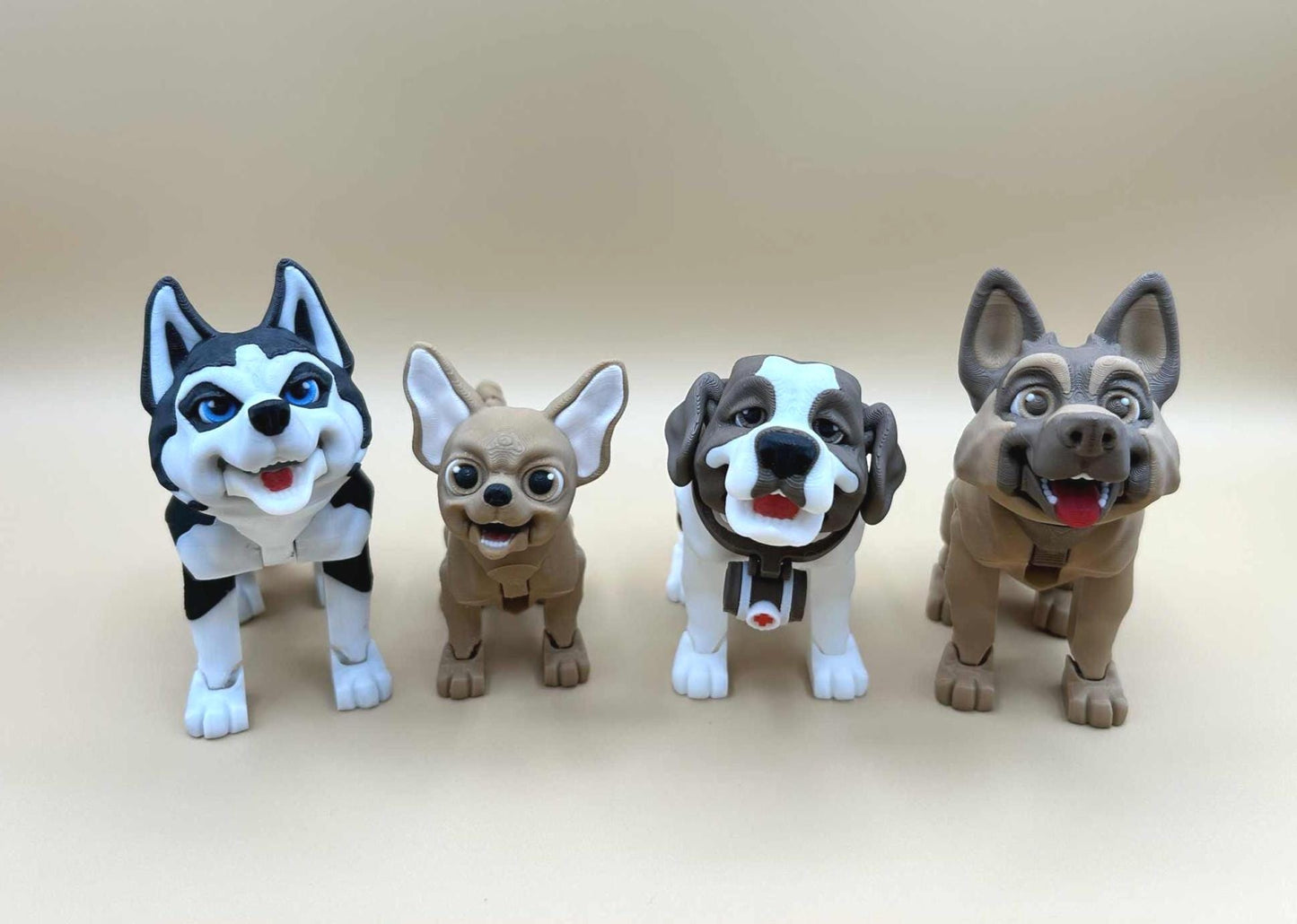 Mini Dog Figurine – Collectible Husky, German Shepherd, St Bernard, Chihuahua