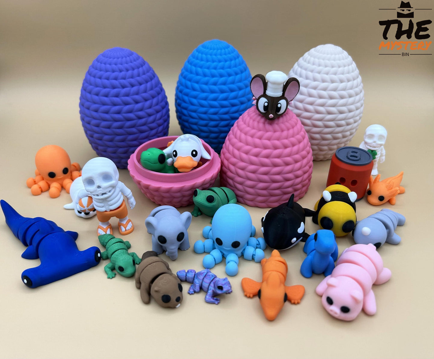 Mystery Egg with Mini Figures – 3D Printed Surprise Toy Set (5-6 Inside!)