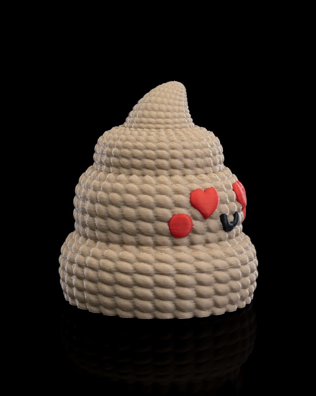 3D Printed Poop Container with Heart Eyes, Novelty Gift