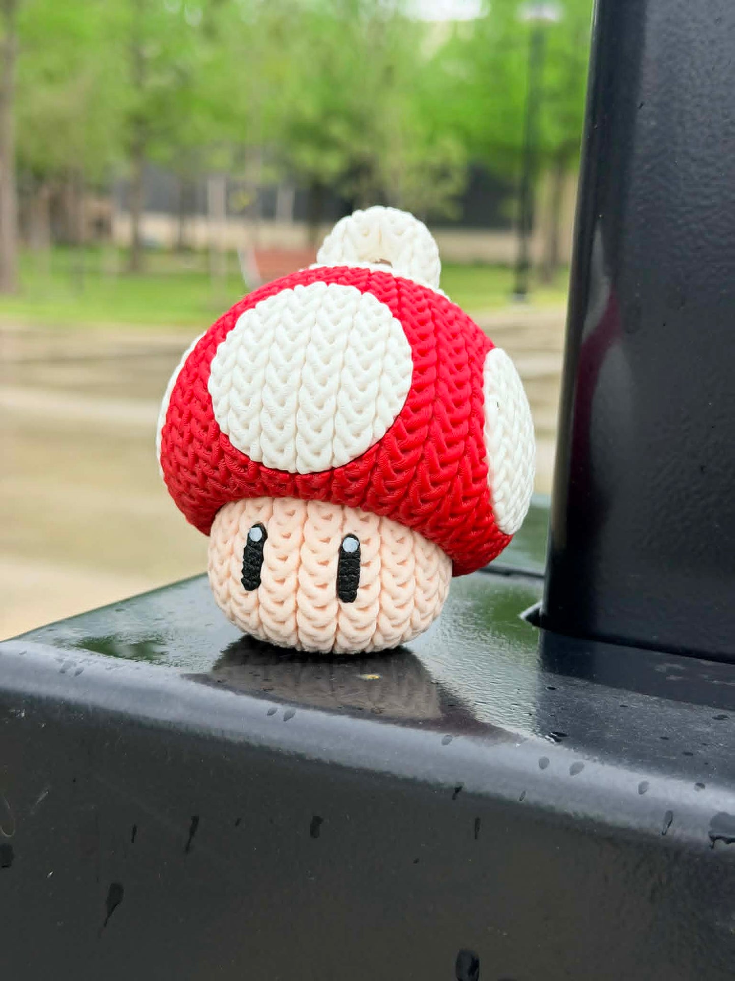Cute Knitted - Style Red Mushroom Figure – 3D Printed Fantasy Desk Decor | Gift Idea