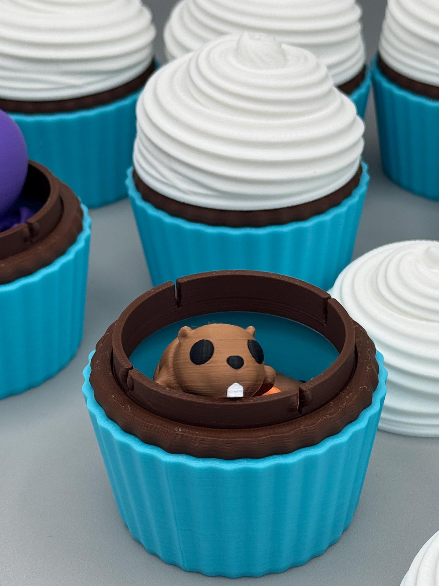 Chocolate Cupcake with Mystery Mini Articulating Toys 3D Printed