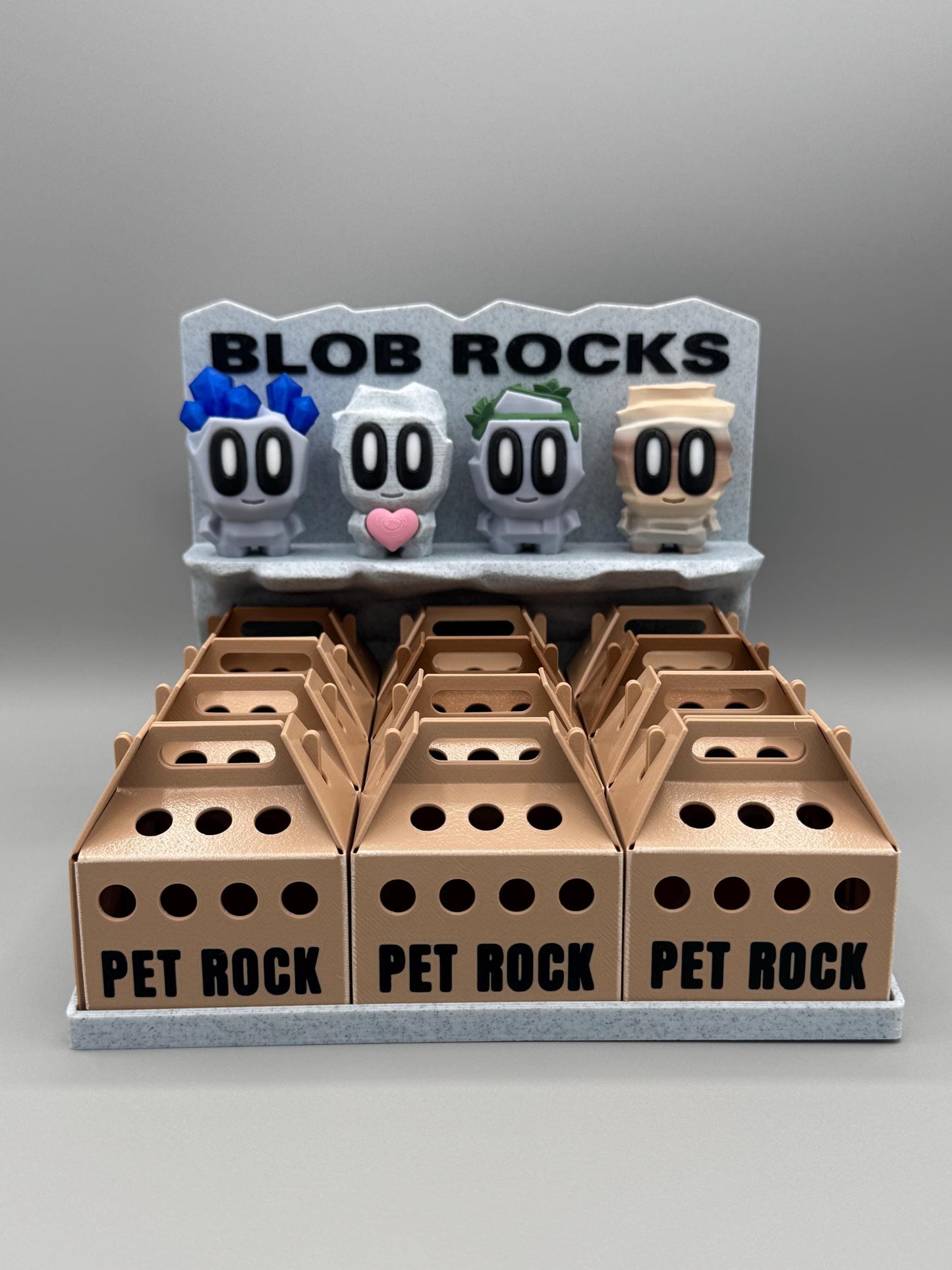 Pet Blob Rock – Mystery Collectible with Optional Carrier | 3D Printed Companion Rock Toy