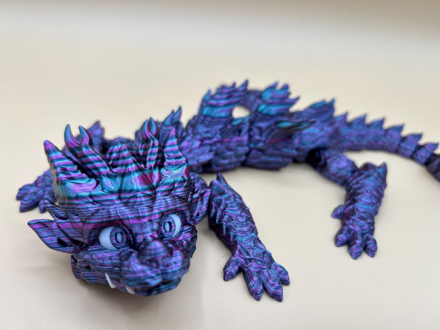 3D Printed Articulating Multicolor Baby Dragon | Poseable Fantasy Figure | 12.5” Long