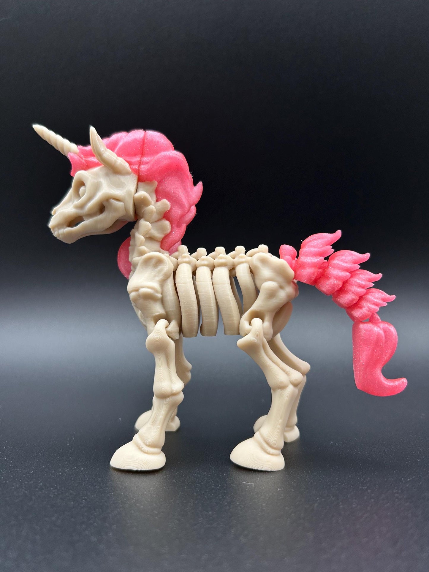 Articulated Unicorn Skeleton Twinkle Pink 3D Printed Fun Movable Kids Fidget Toy