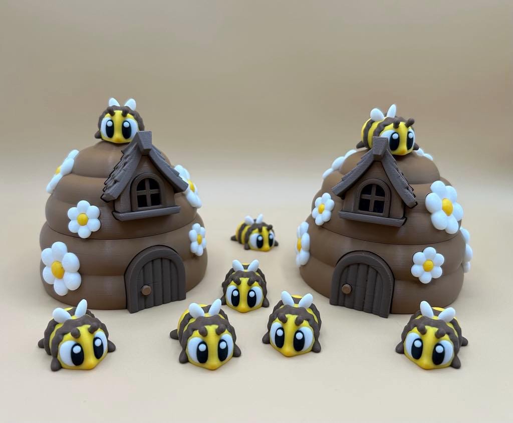 Bee Fidget Toy – 3D Printed Hive with Articulated Bees