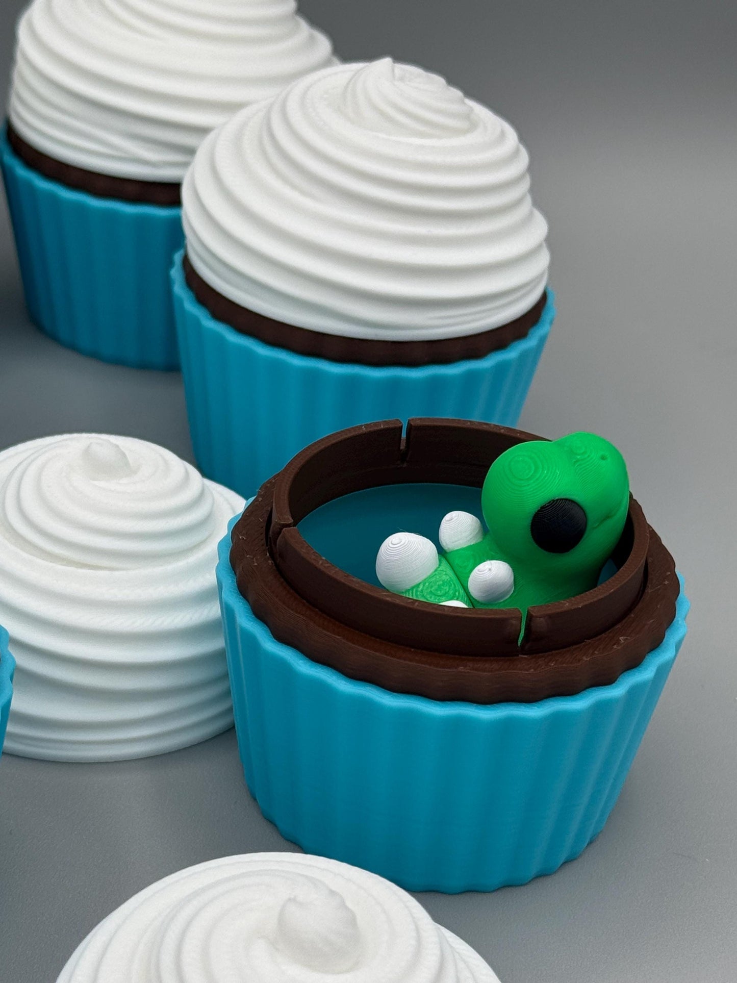 Chocolate Cupcake with Mystery Mini Articulating Toys 3D Printed