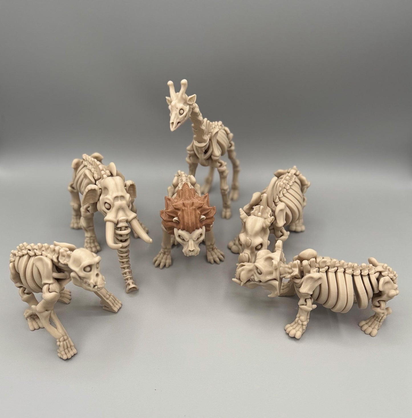 Skeleton Safari Animal Toys 3d Printed