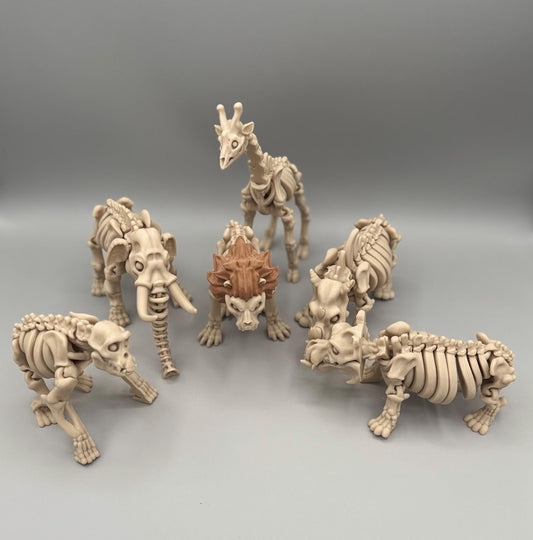 Skeleton Safari Animal Toys 3d Printed