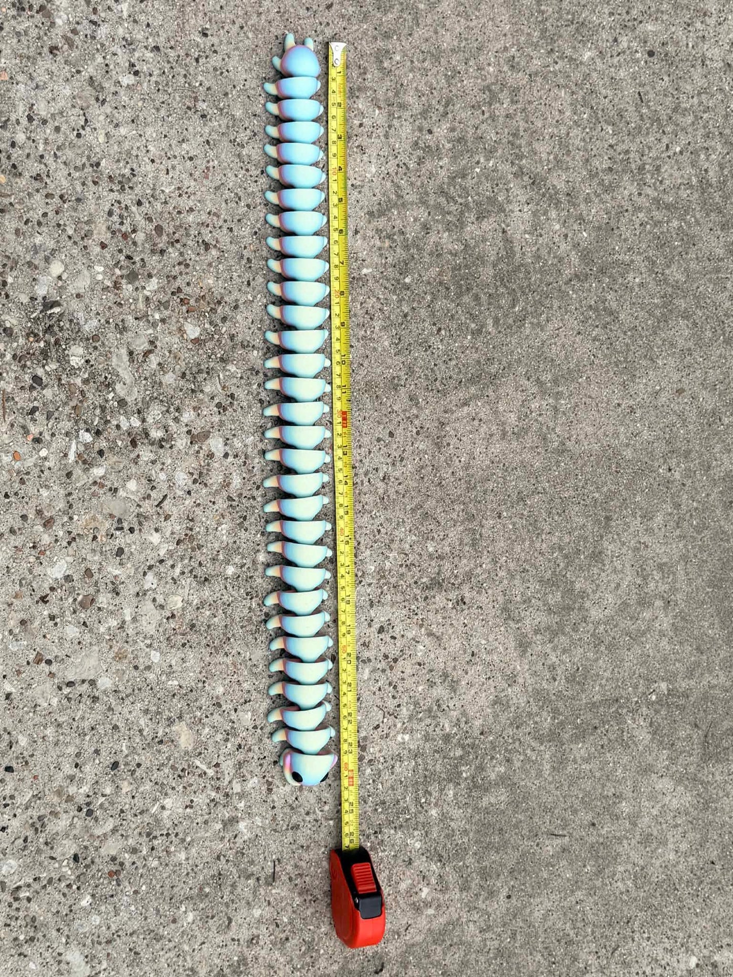 Giant 2ft Articulated Centipede Fidget Toy 3D Printed Matte Rainbow